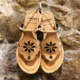 Cork sandals and stone wall