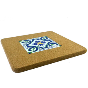 Portuguese green and blue tile in a cork frame EC-51506 | view 2