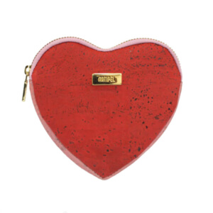 Cork purse in a heart shape of red colour AP-30745
