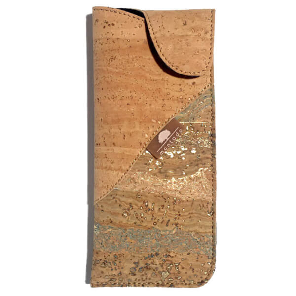 Cork glasses case with golden-green pattern MD-27570