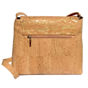 Cork flap bag with golden cork detail MG-01736 | view 2