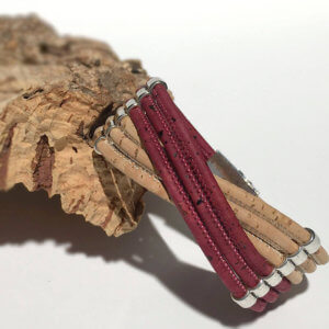 Cork bracelet with natural and bordeaux cork DL-40590 | view 2