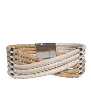 Cork bracelet with natural and white cork DL-40314