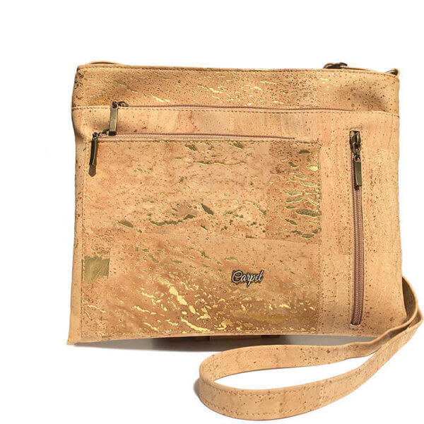 Cork crossbody bag with 3 zippered pockets MG-01734 | view 1