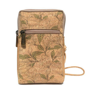 Cork crossbody phone bag with Magnolia flower pattern MG-04785 | view 1