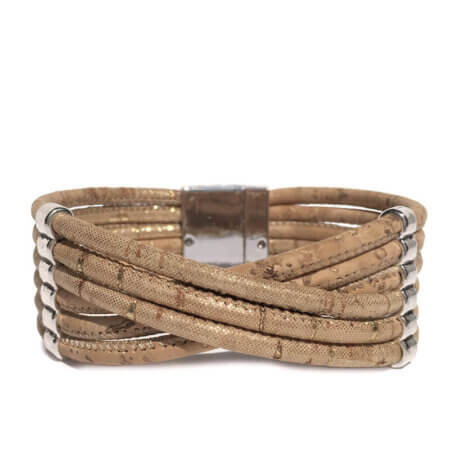 Cork bracelet with golden cork DL-40590 | view 1