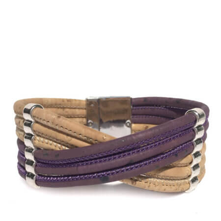 Cork bracelet with violet cork DL-40590 | view 1