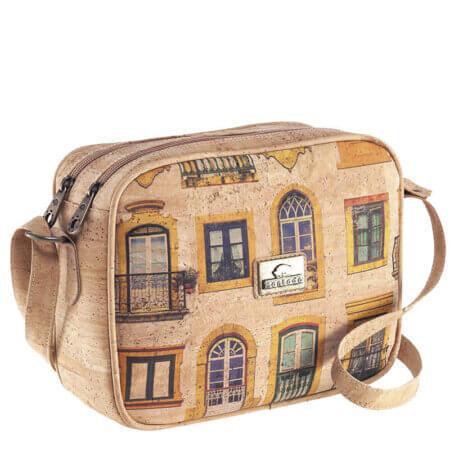 Camera bag in natural cork with colorful windows pattern MD-01848