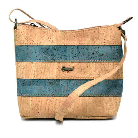 Cork bag with blue stripes MG-01148