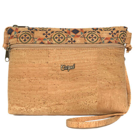 Cork crossbody bag with colorful tile pattern MG-04296
