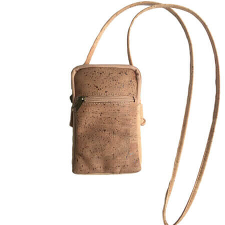 Cork crossbody phone bag in light brown cork MG-04785