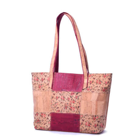 Large bag in cork with flower pattern AV-01882